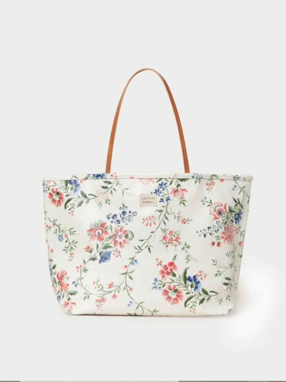 Loeffler Randall Coated Canvas Vine Floral Jojo Tote w Leather Handles EUC